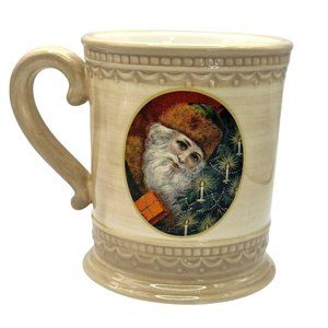 Circa 1900 Mug Demdaco Embossed Vintage Santa Cream Color Coffee Tea Cup 14 oz